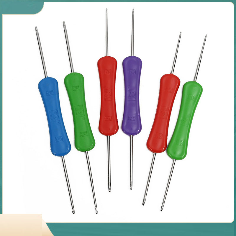 Wholesale Double-Head Crochet Hook with Plastic Handle Sewing Knitting Tool Accessory