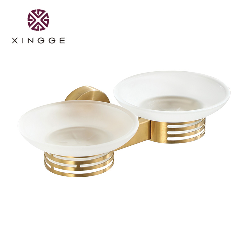 Modern Stainless Steel Soap Dish and Toothbrush Holder Set