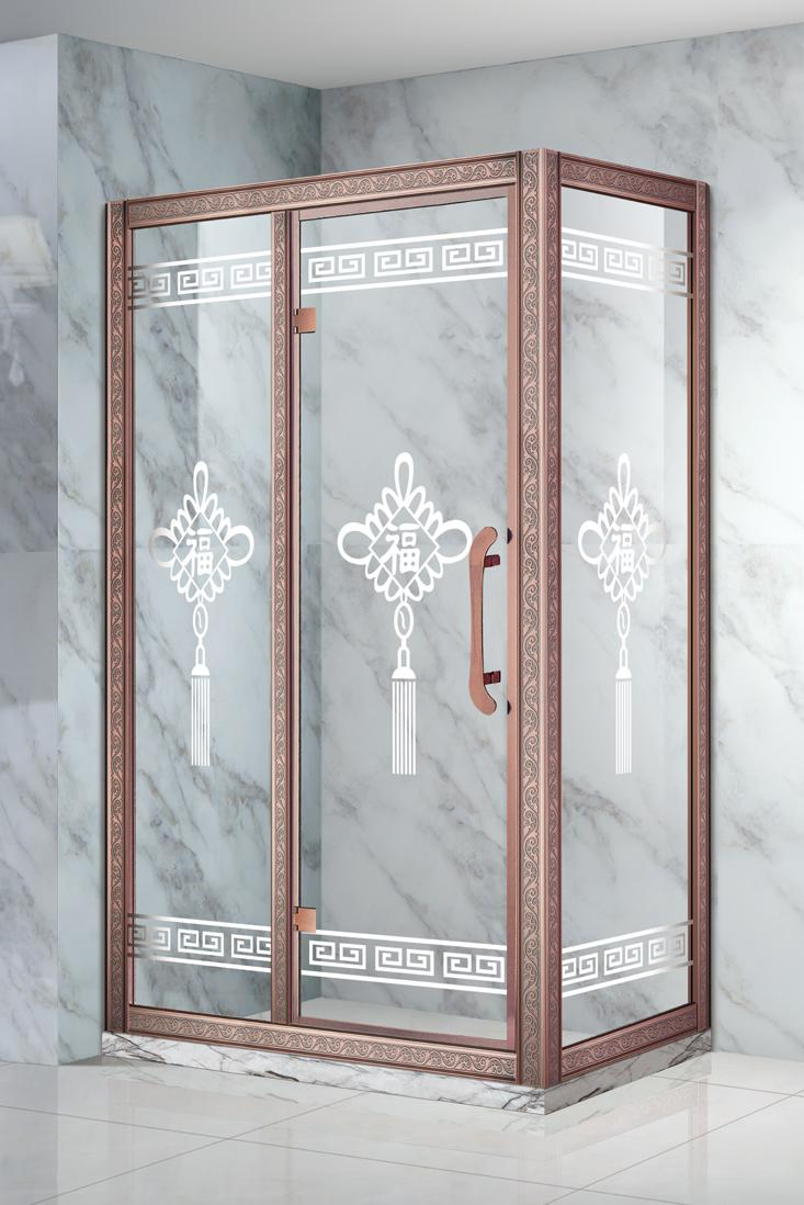 Jyy Custom Bathroom Gold Frame Tempered Glass Sliding Shower Door