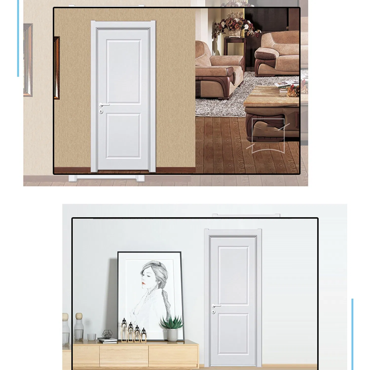 White Doors Entry Security Door WPC Door Waterproof Fireproof for Bathroom