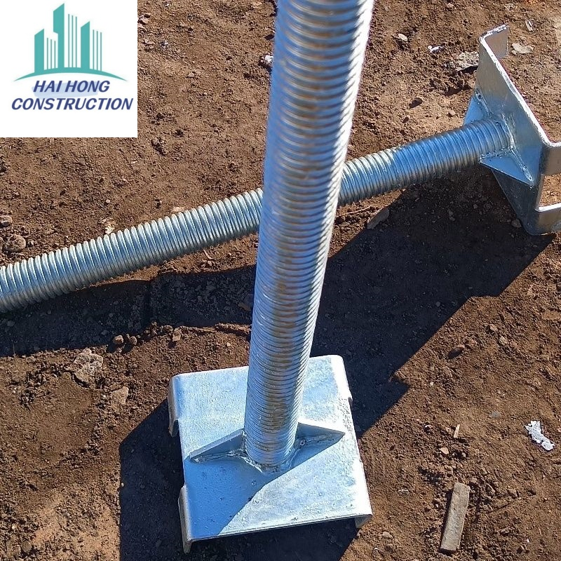 Heavy-Duty Galvanized Screw Jack Base for Safe Construction
