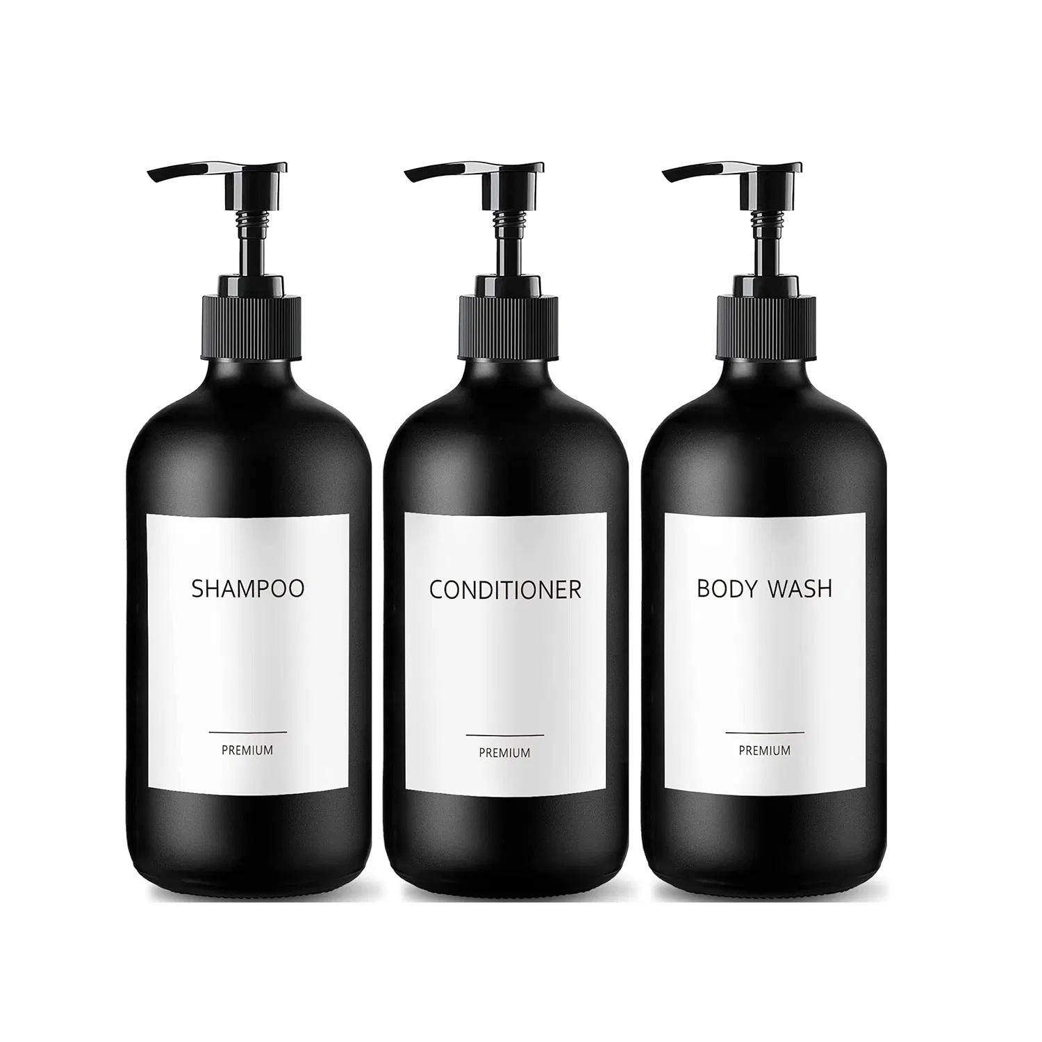 8 Oz, 16 Oz, 32oz-1, 32 Oz Black Glass Boston Bottle Dispenser with Tray