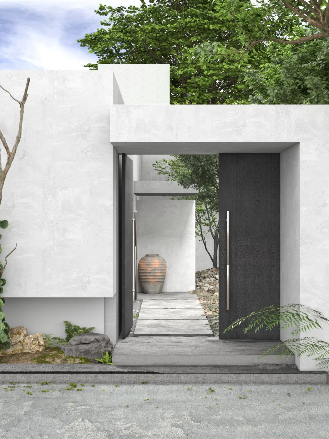 Custom Durable Weather Resistant Wooden 3D Panel Security Entry Hotel Glass Aluminum Profile Door