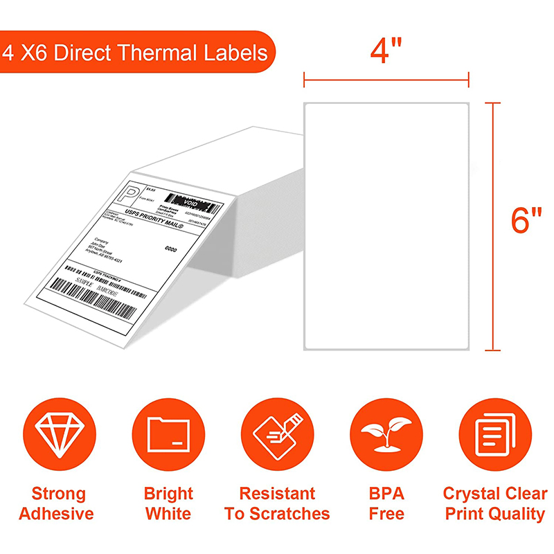 Thermal Label Roll Customized Preprinted Colorful and Pure White Label Sticker