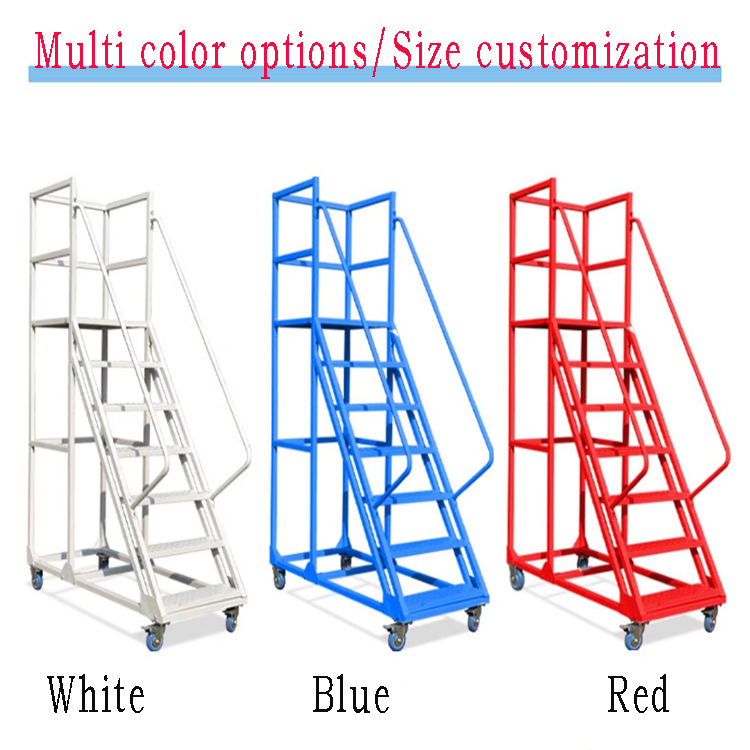 High Quality Steel Durable Mobile Ladder Customizable Warehouse Climbing Step Platform Ladder