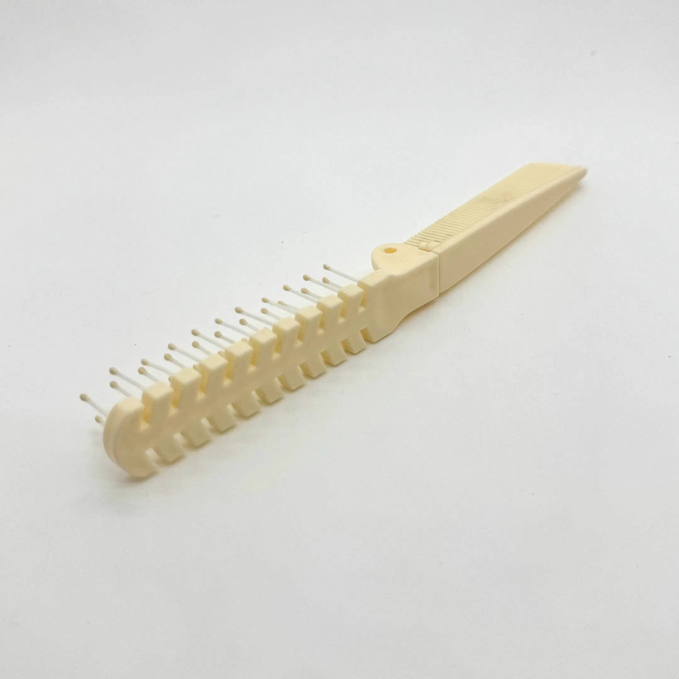 Beige Plastic Double Toothed Folding Comb 07