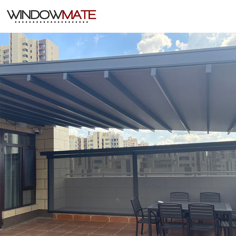 Sunshade Folding Terrace Roof Motorized Pergola Retractable Awning with Sensor