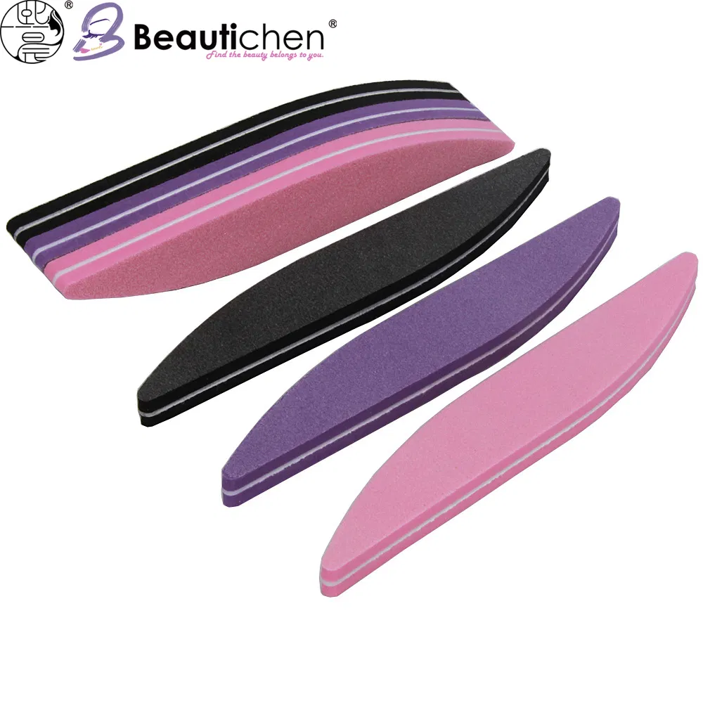 Beautichen Half-Moon Shaped Nail Sponge Buffers – Multi-Color Soft Nail Files for Shaping, Smoothing & Preparing Nails – Professional Manicure Tools