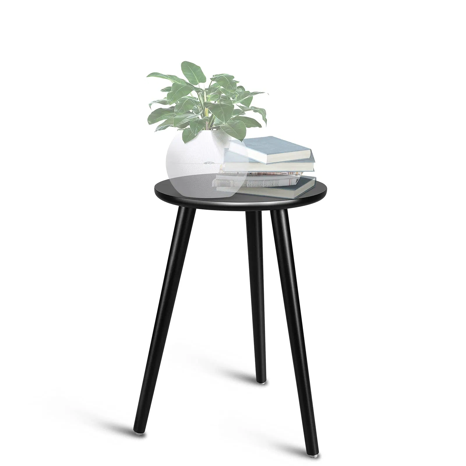 Modern Tall Holder Small Round Side End Table Wood Plant Flower Stand