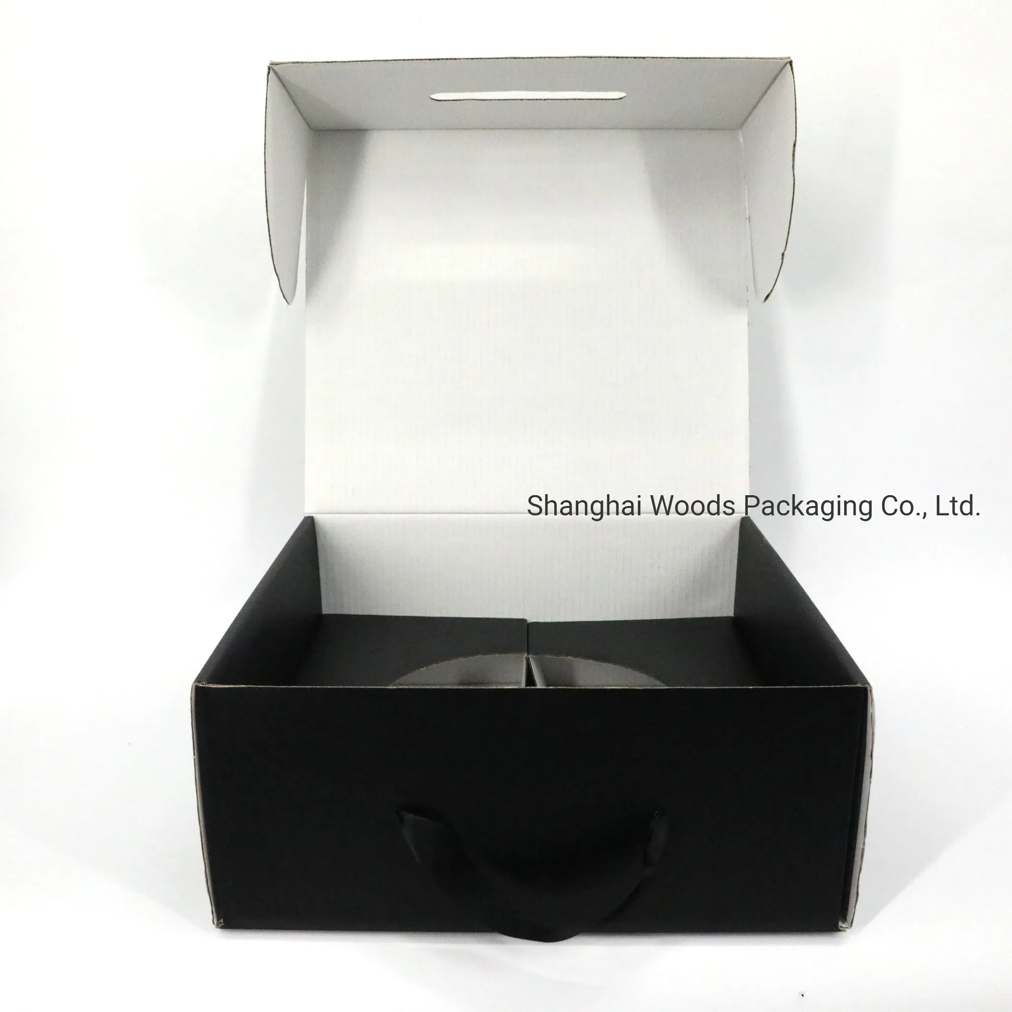 Hat Black Packaging Corrugated Paper Mailer Printing Garment Packaging Boxes with Handle