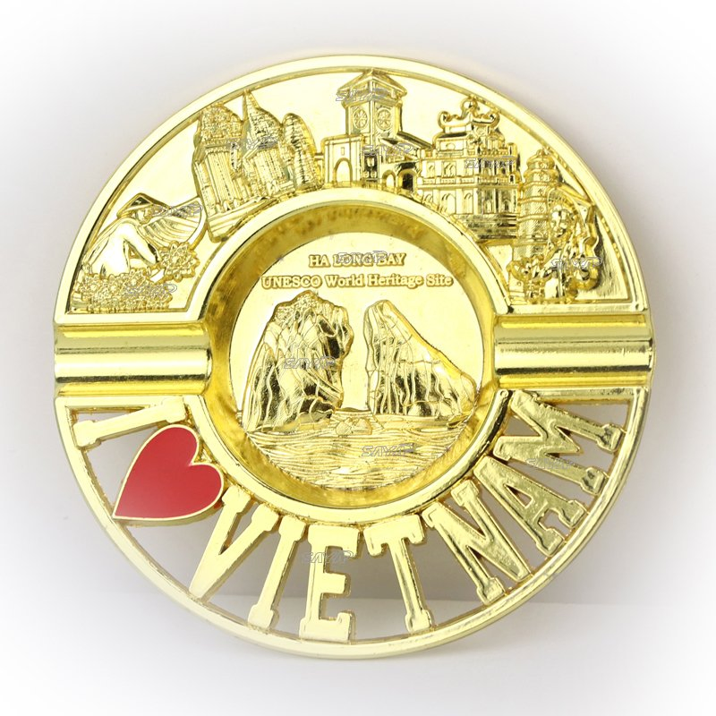 Factory Custom Vintage Zinc Alloy Tourists Souvenir 3D Cigar Pocket Metal Ashtray