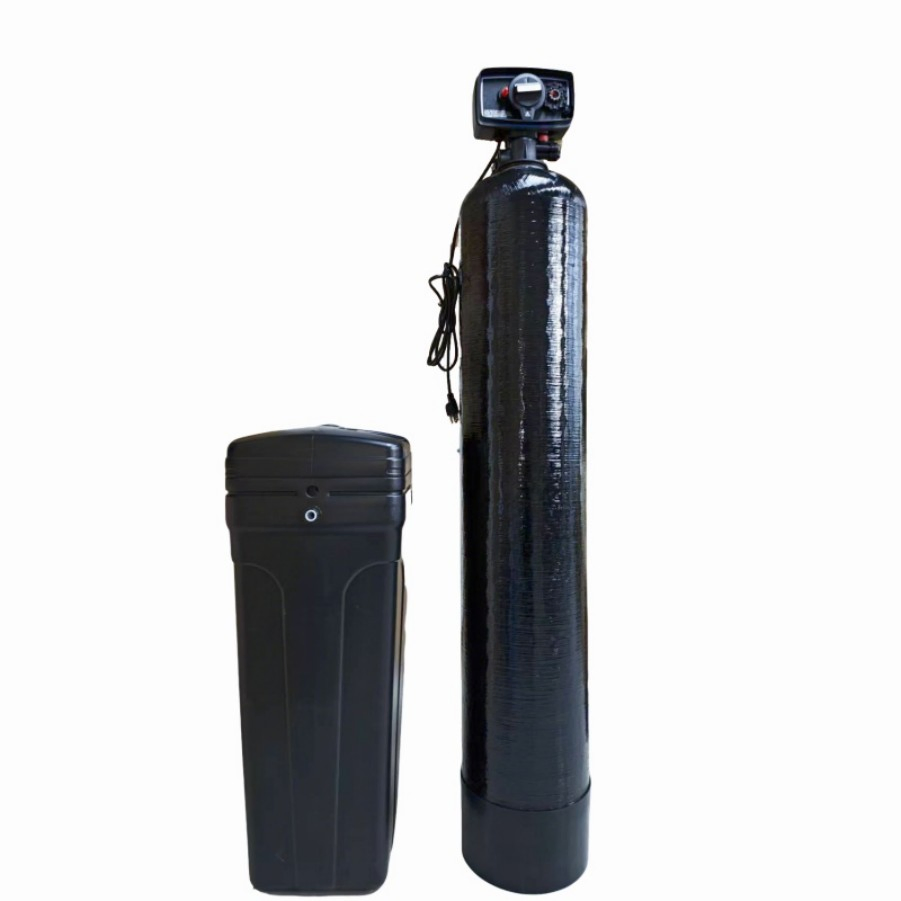Black-Cased Water Softeners for Both Residential and Commercial Water Treatment.