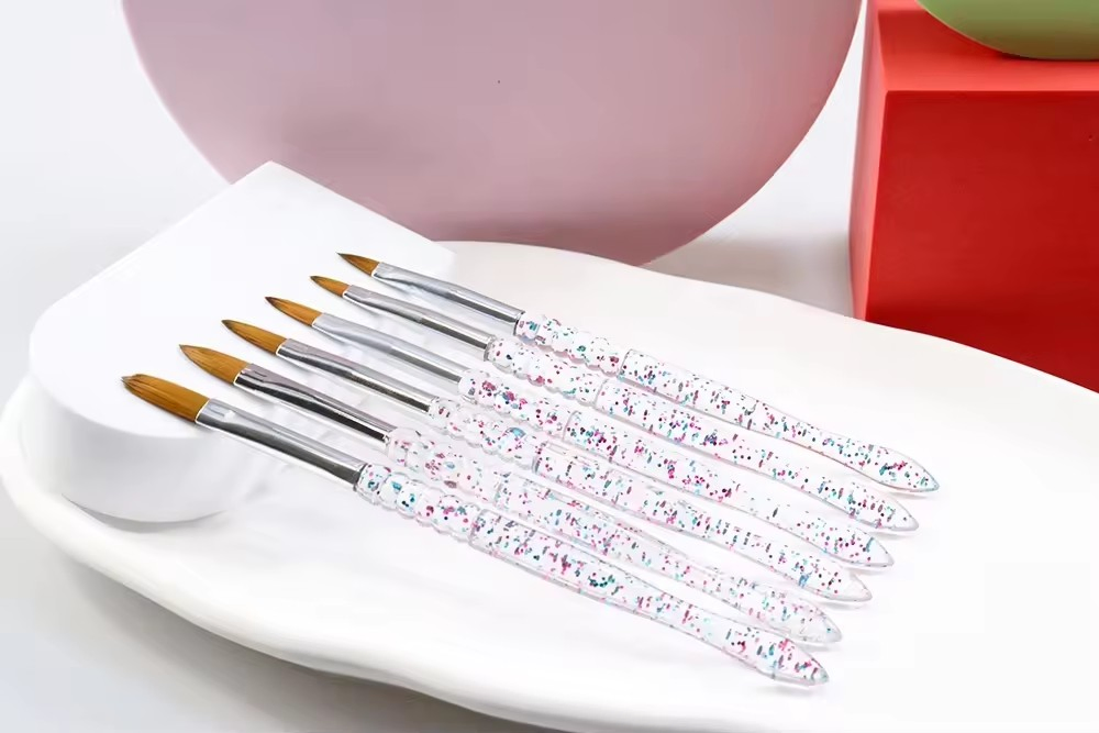 Soft 6 PCS Nylon Hair Plastic Handle Nail Brushes Set Salon Tool