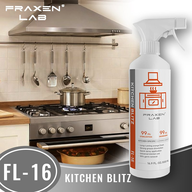 Fraxen Lab 500ml Kitchen Detergent Lemon Scent Kitchen Oil Stain Cleaner / Grease Stain Removal as Household Cleaning Product