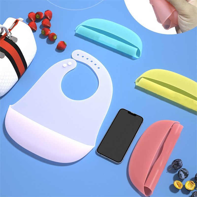 BPA Free Food Grade Adjustable Feeding Waterproof Tableware Set Silicone Baby Bibs