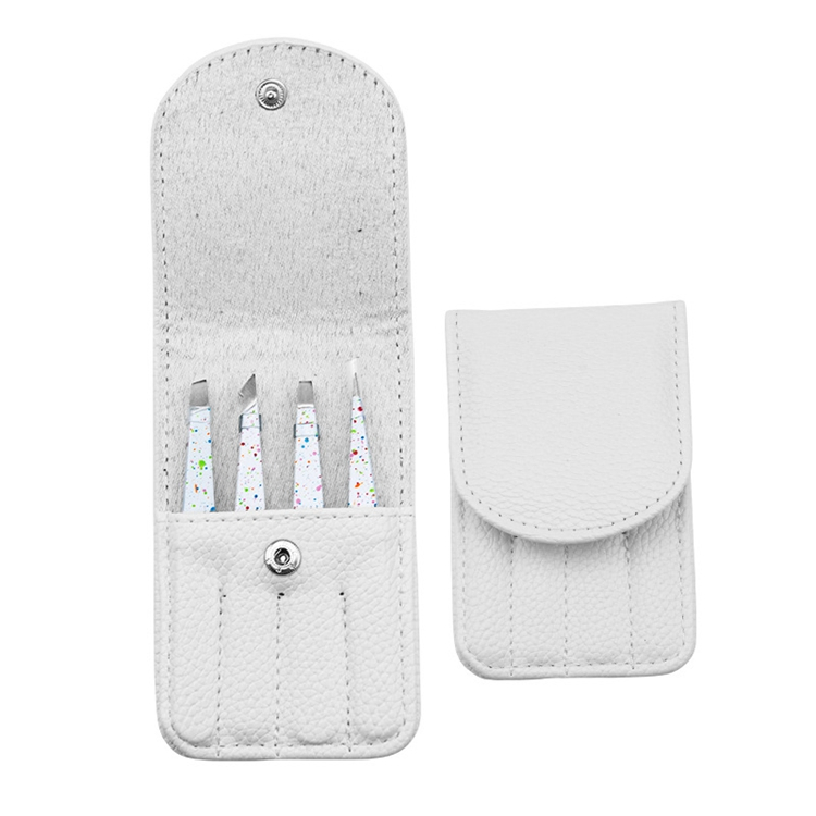 Colorful Eyelash Tweezers 4 Piece Set Custom Lady Design Stainless Steel Eyebrow Tweezers Set Private Label Eyebrow Tweezers