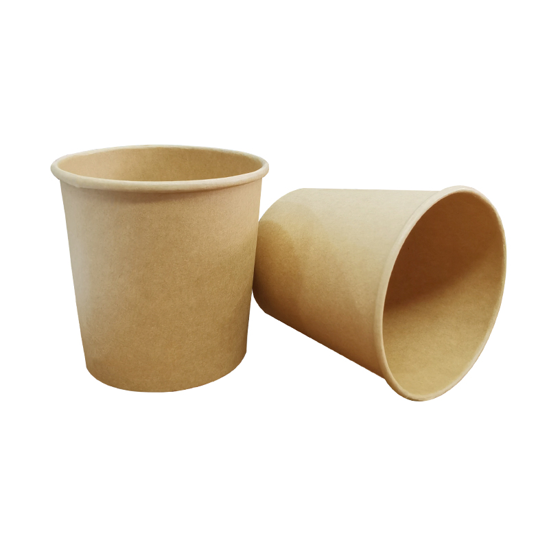 Disposable Brown Kraft Takeaway Paper Soup Bowl with Paper Cup Customized for Sale