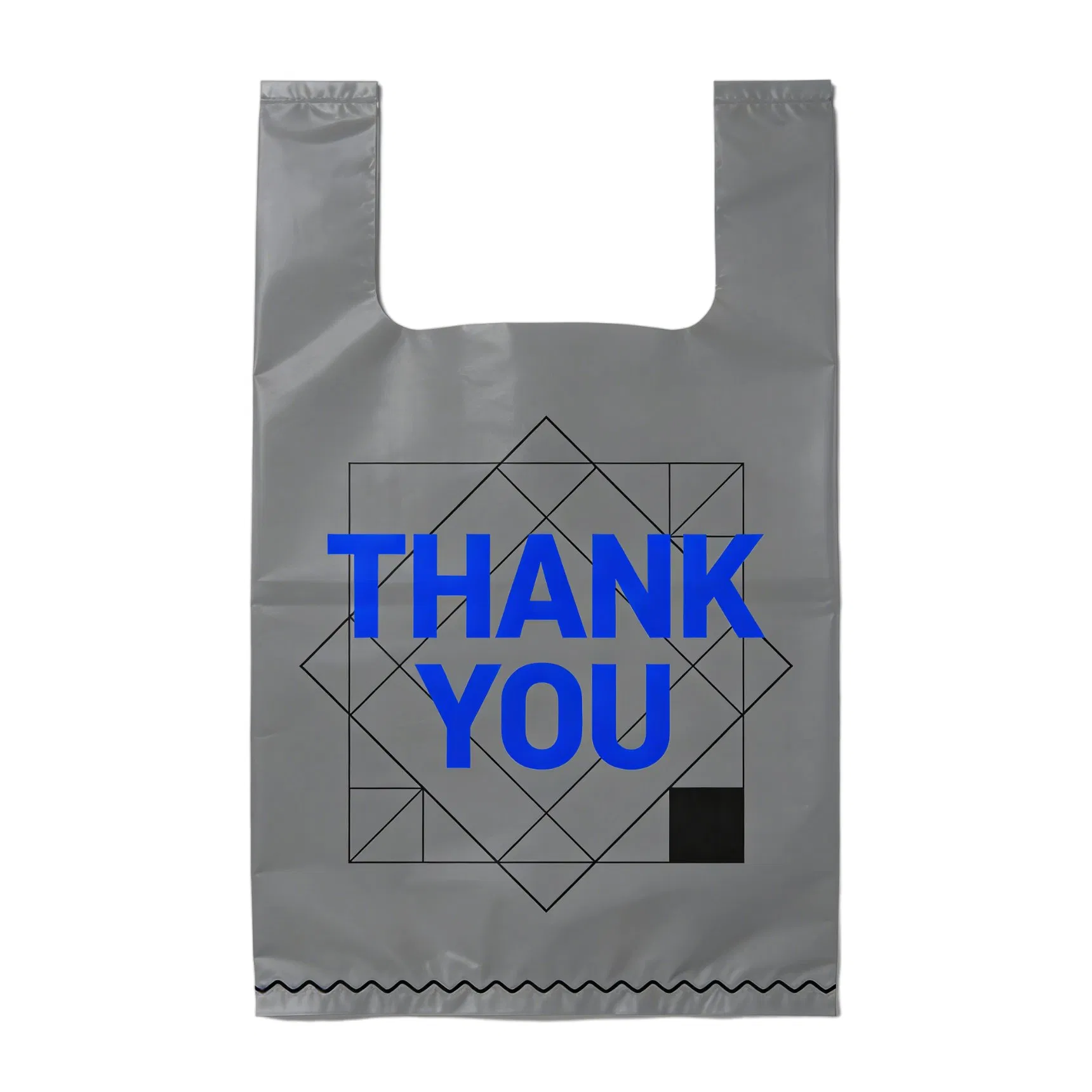 Eco-Friendly Grey Thank You Recycle PE Plastic Shopping Bags