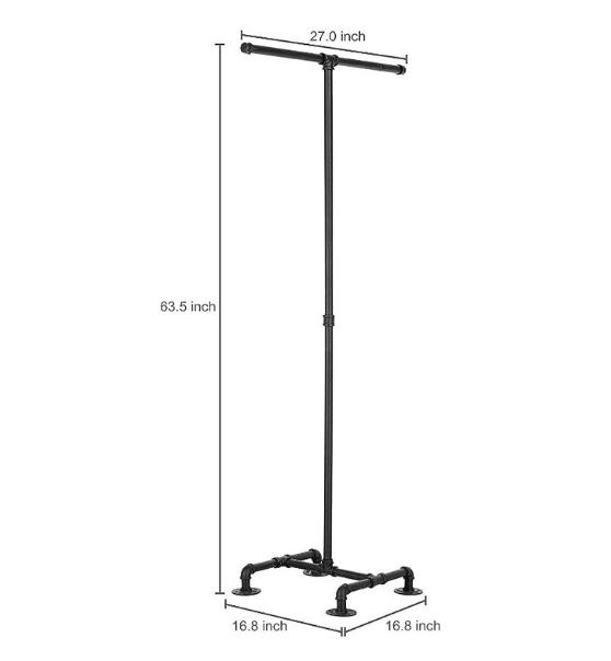 Industrial Water Pipe Coat Rack Floor Hanger Simple Bedroom Household Clothes Bag Rack