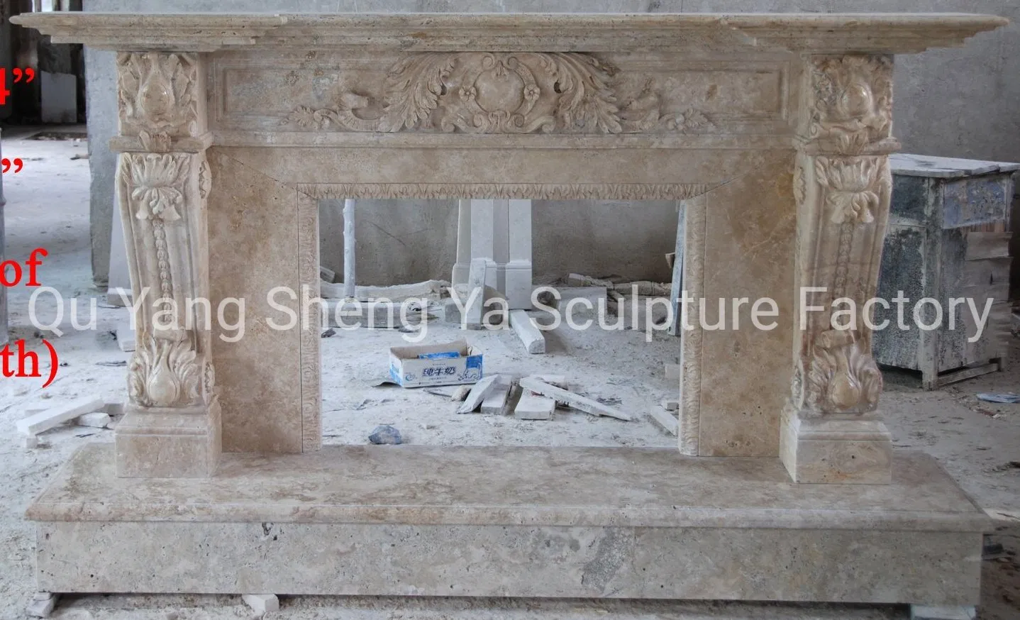 High Quality Antique Hand Carving Marble Fireplace Natural Stone Home Decoration Mantel (SYMF-8013)