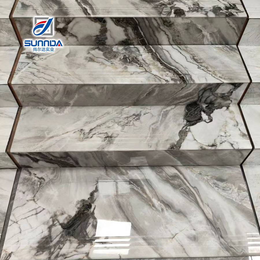 Floor Interior Decorative Stair Tiles High Quality Ceramic Risers Glossy Easy Clearing Staircase Step Porcelain Tile Tile