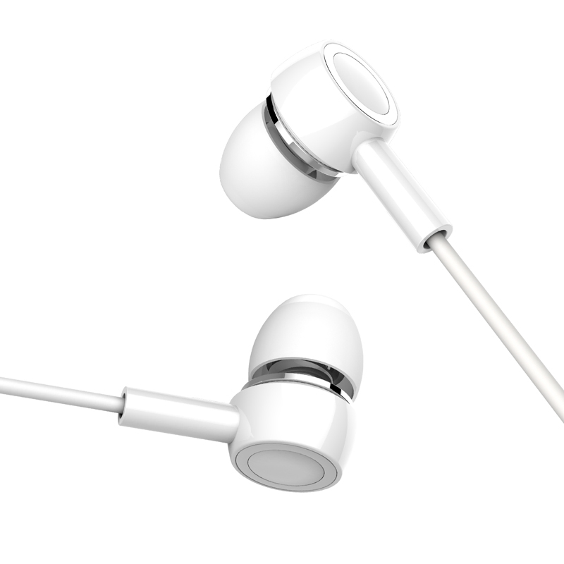 3.5mm Wired Stereo in-Ear Plating Wired Earphone with Mic and Line-in Control for iPhone - White