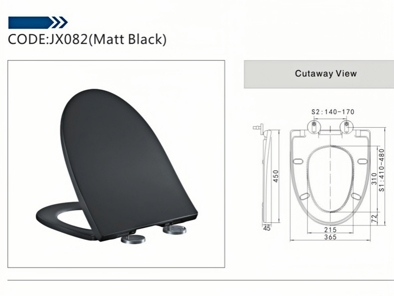 Soft Close Design UF Matte Black Seat for Toilet Coverer