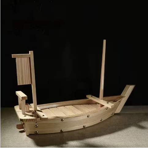 Japanese Sashimi Wood Boat Restaurant Custom Size Decoration Sushi Boat