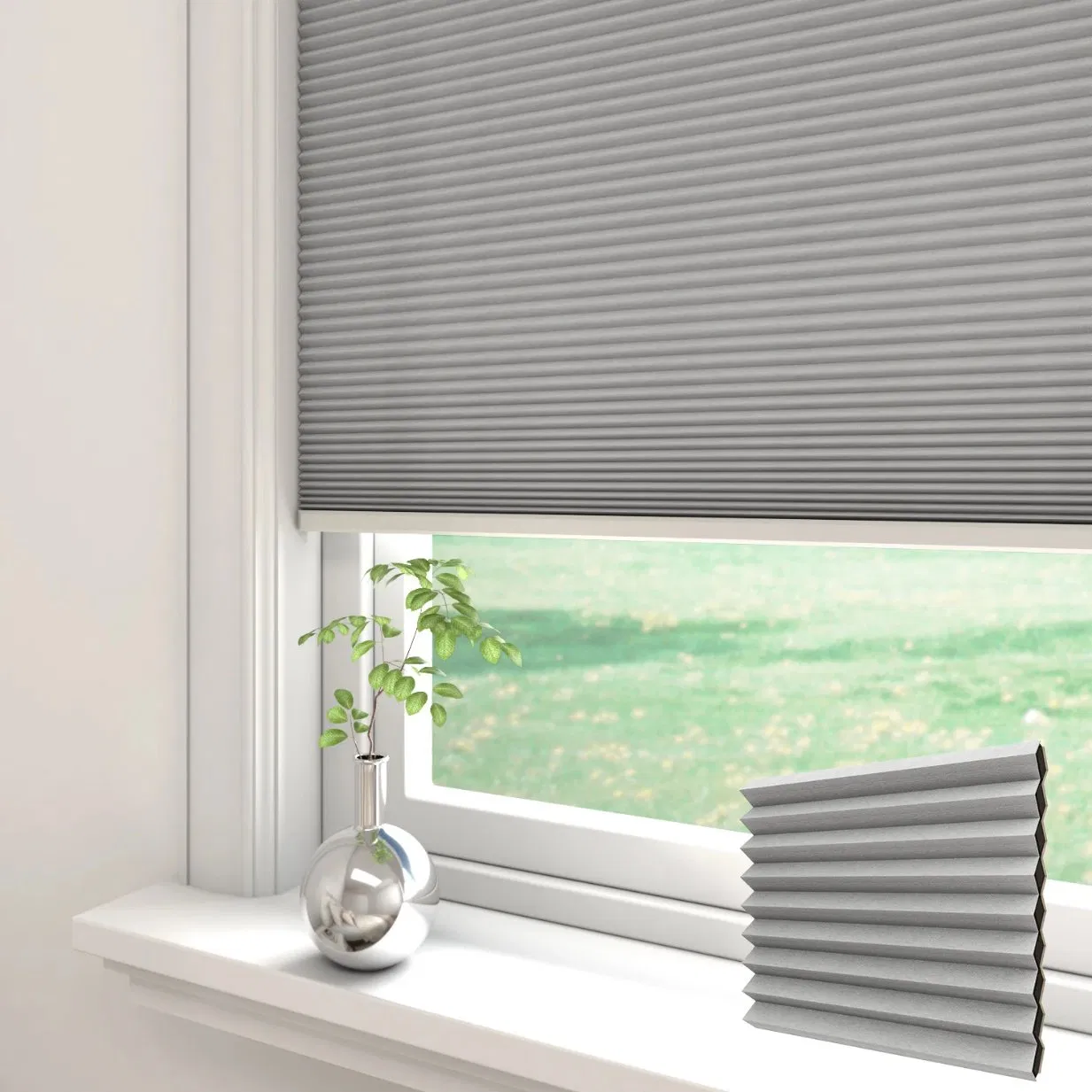 Sisheng Perforation-Free Day and Night Honeycomb Blinds by Remote Control Indoor