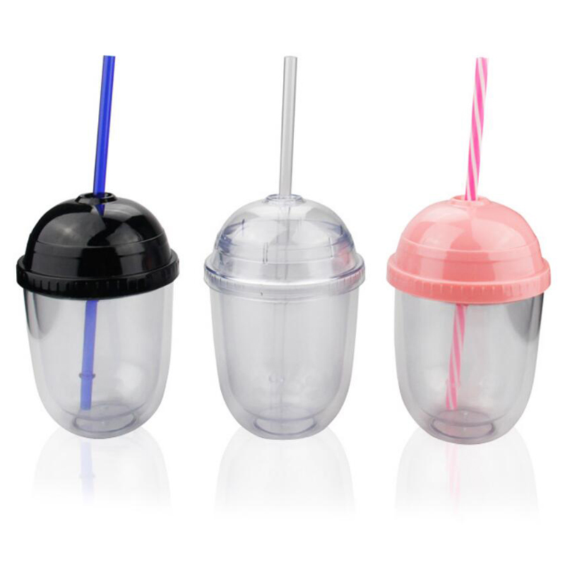 Детская пластиковая бутылка для воды с трубочкой 12 унций