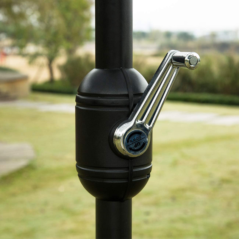 Outdoor Patio Table Umbrella Pulley Market Garden Yard Beach Deck Cafe Decor Sunshade