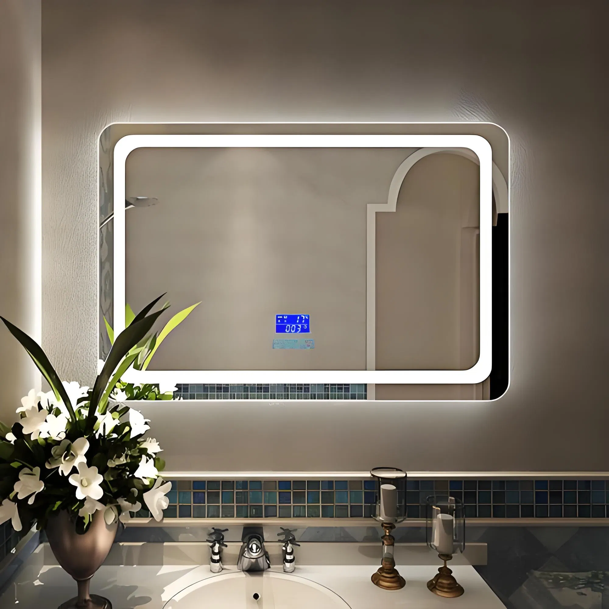 Extra-White Glass High-Definition Distortion-Free Anti-Fog Wall-Mounted Bathroom Mirror