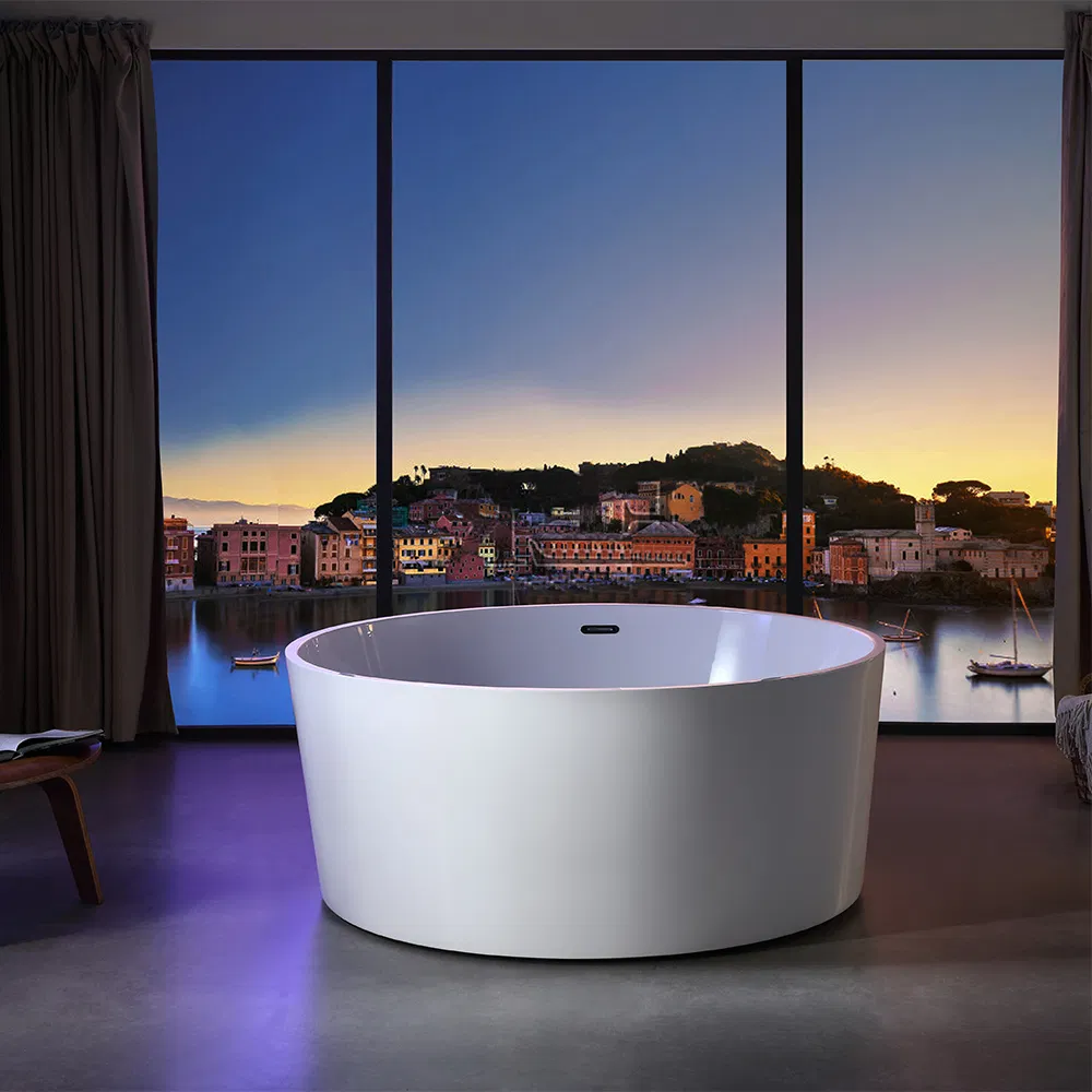 Modern White Acrylic Double Person Freestanding Adults Massage Whirlpool Bathtub