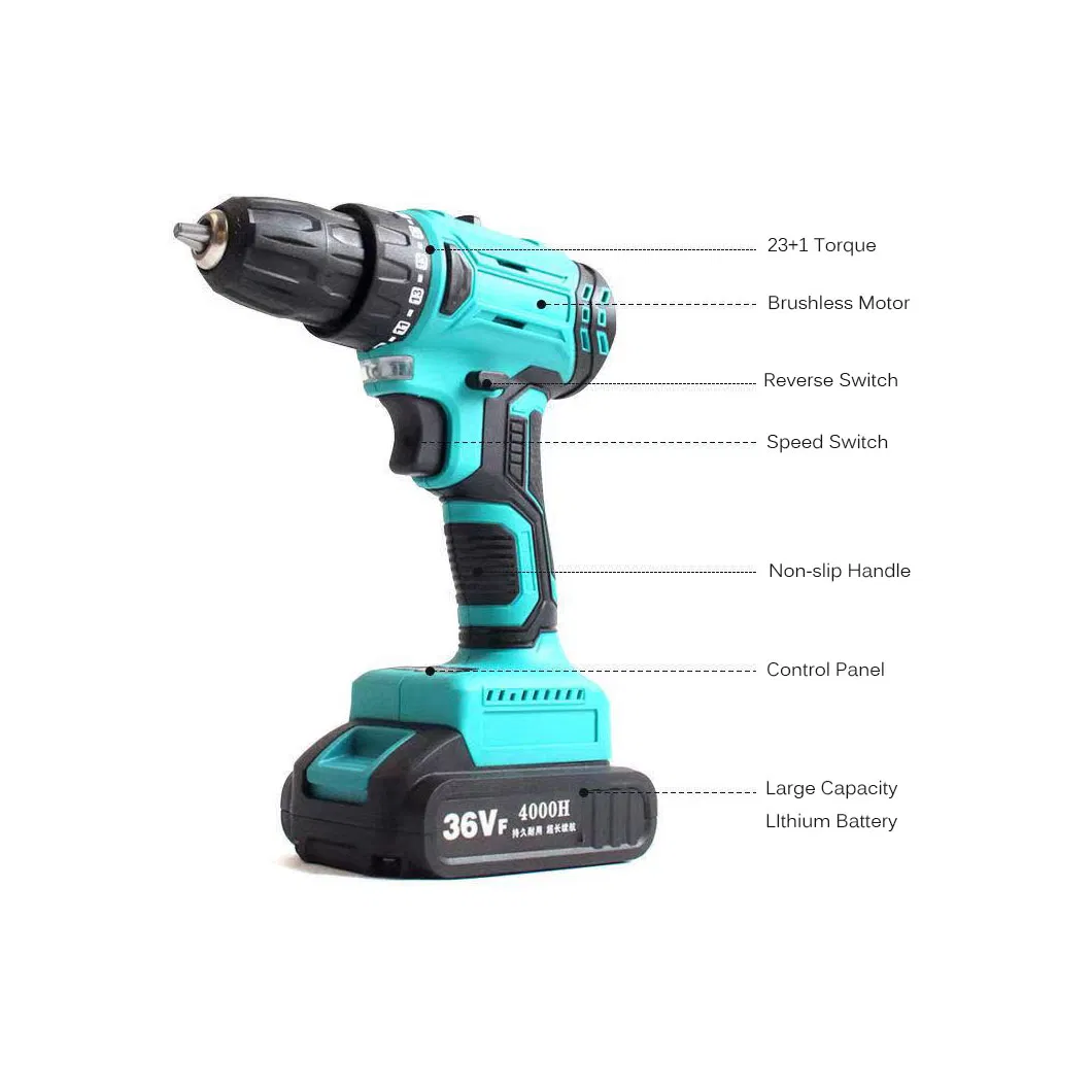 Rechargeable 12V/16.8V/21V Li-ion Battery Cordless Screwdriver Drill Battery Electric Cordless Impact Drill with Double Speed