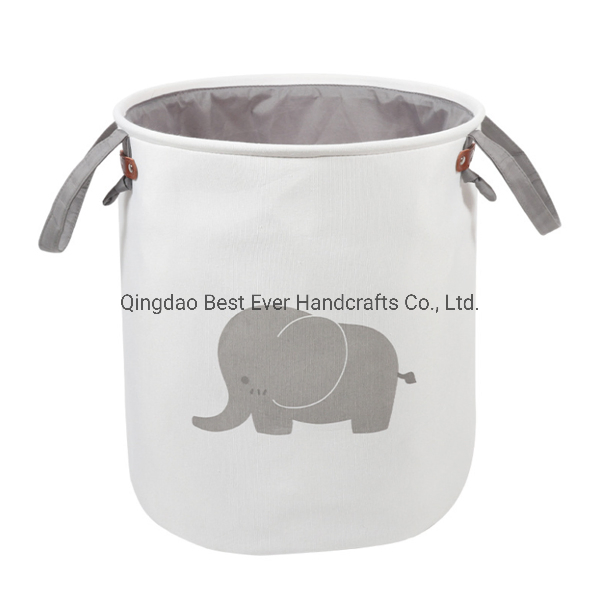 Large Collapsible Round Storage Bin Fabric Laundry Basket