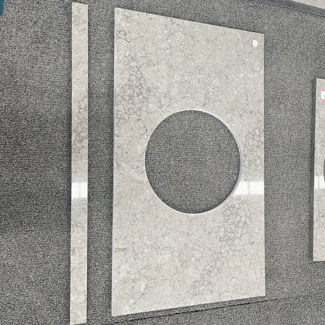 China Manufacture Jumbo Slabs Quartz Grey Stone Compact Slabs for Island Tops