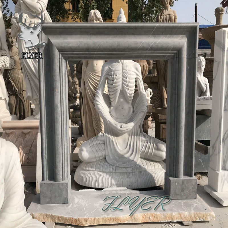 Louis Xvi Villa Decorative White Marble Fireplace Mantel Polished French Style Marble Mantel