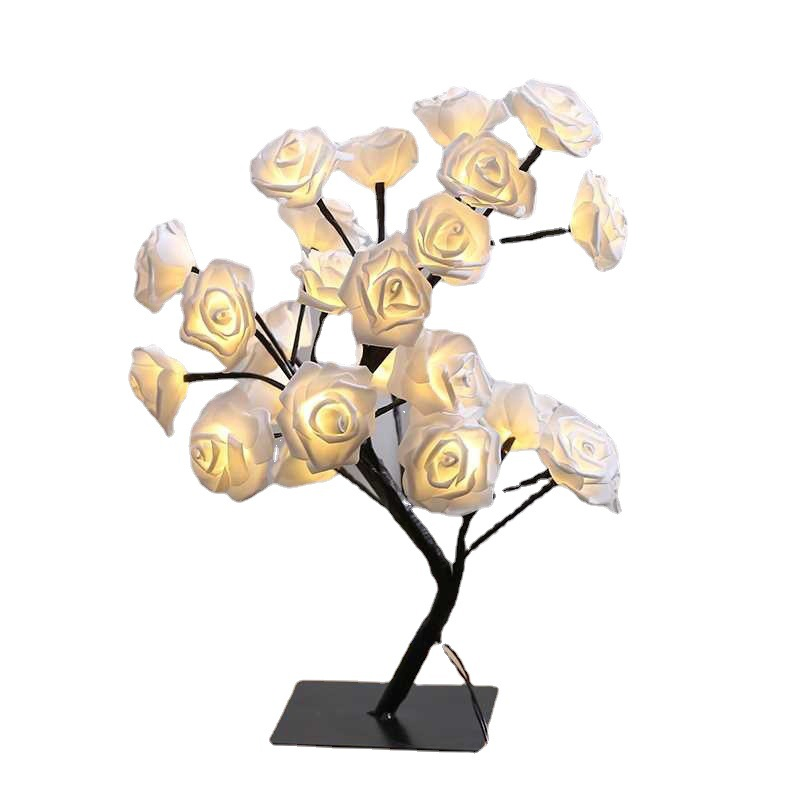 Romantic Rose Flower Night LED Light Wedding Bedroom Indoor Decoration Table Lamp