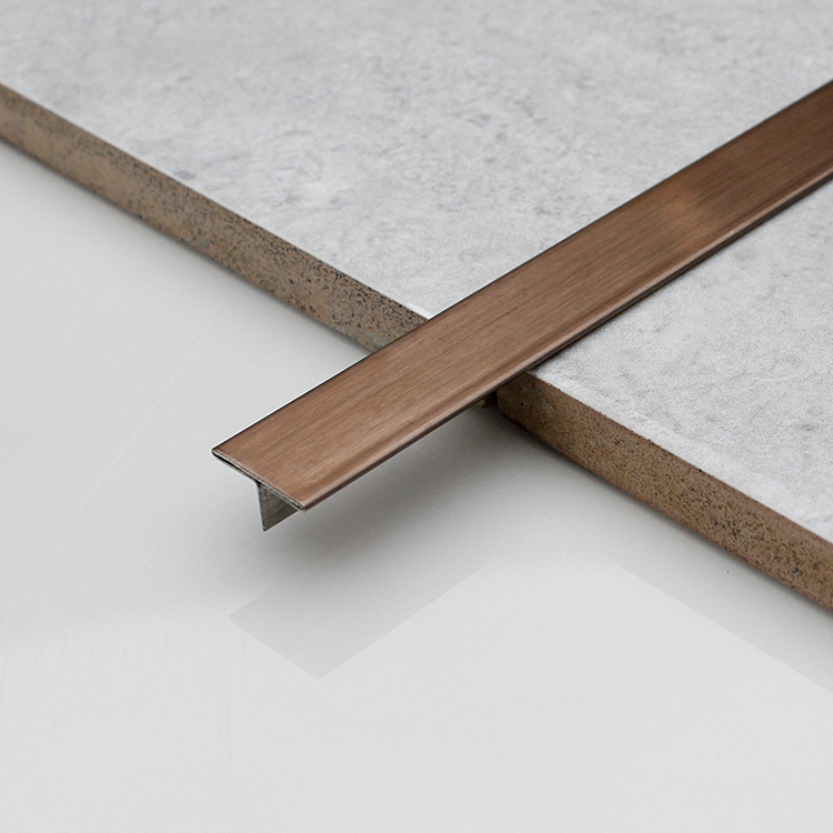 304 201 Art Stainless Steel Title Corner Trim Decoration Flexible T Shape Tile Trim Mirror Hailine Finish Gold Bronze Color