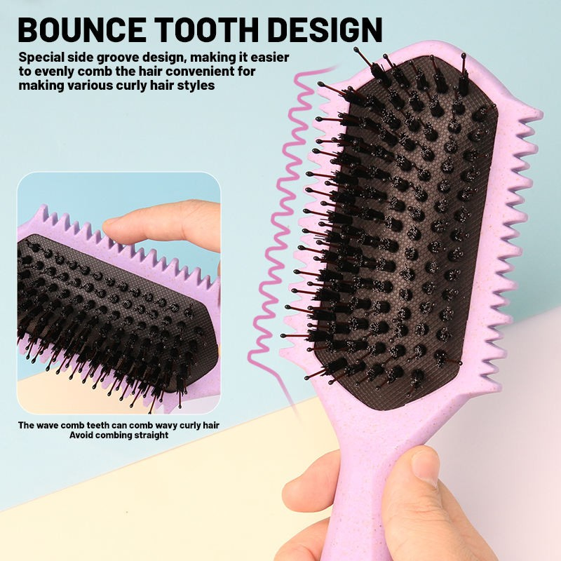 Eco-Friendly Women's Curly Hair Styling Brush with Breathable Nylon