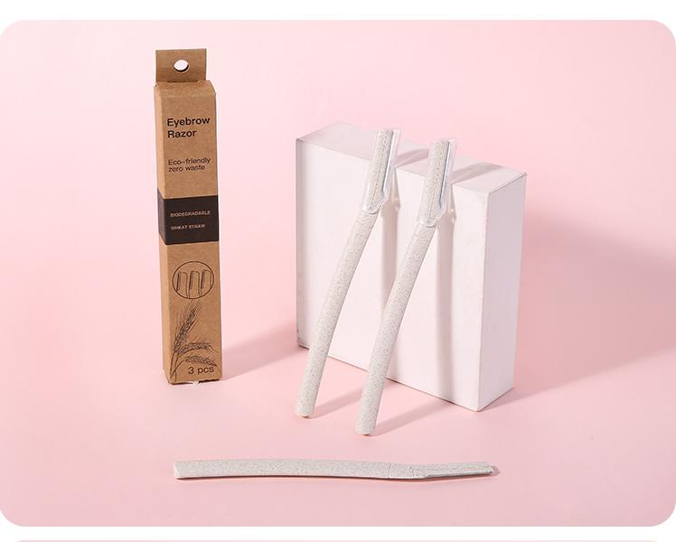 Eyebrow Razor Wheat Straw Dermaplaning Tool Biodegradable Eyebrow Trimmer Makeup Tool