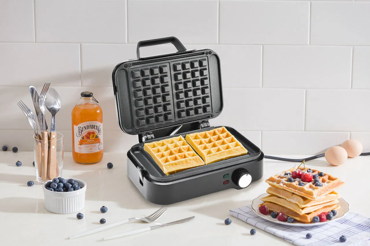 Adjustable Heat Deep Fill Locking System Waffle Sandwich Maker Toaster for Home