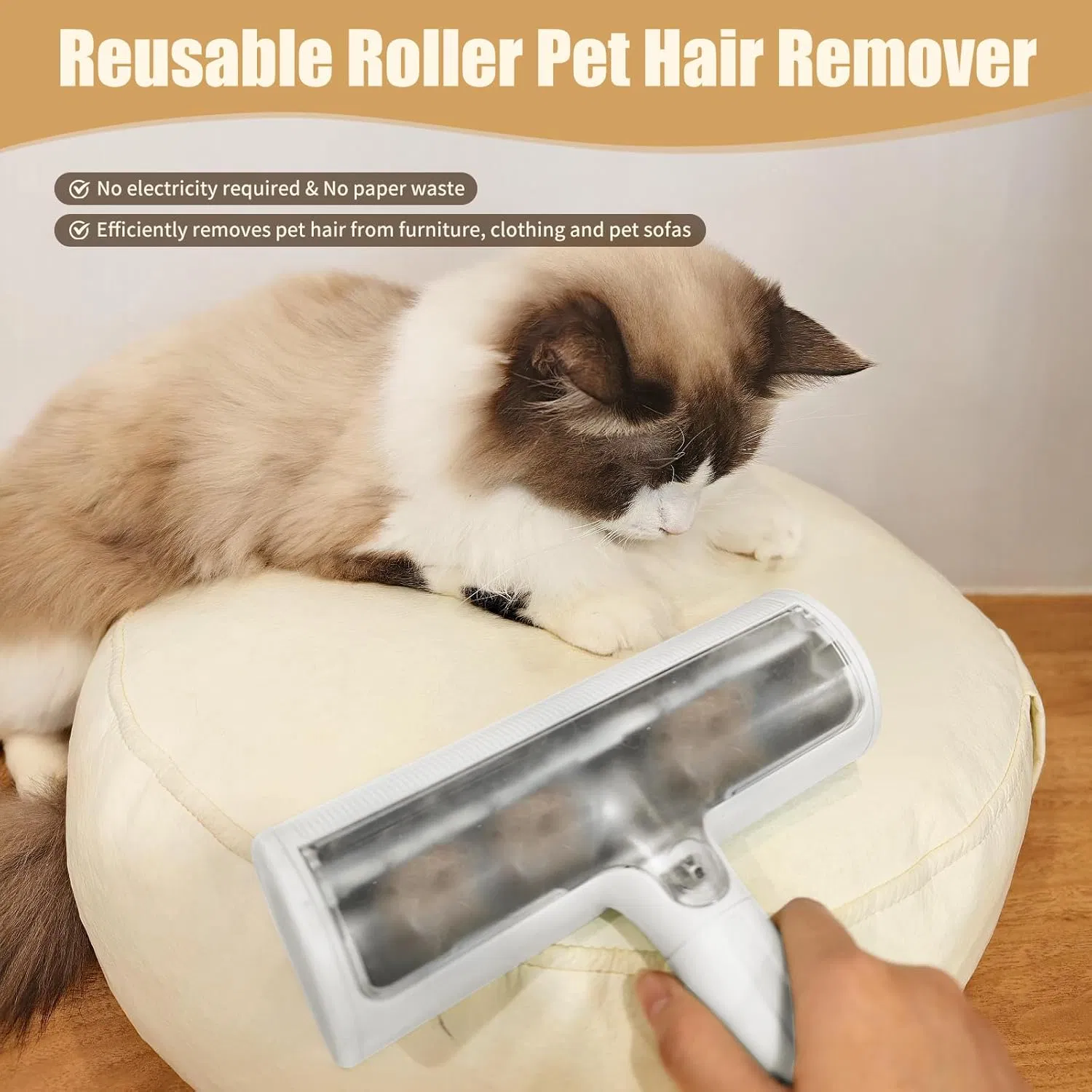 Roller Pet Hair Remover Reusable Lint Roller for Clothes Cat and Dog Hair Removal Tool for Couch, Bed, Sofa, Car Seat, Carpet, Reusable Lint Cleaning Tools