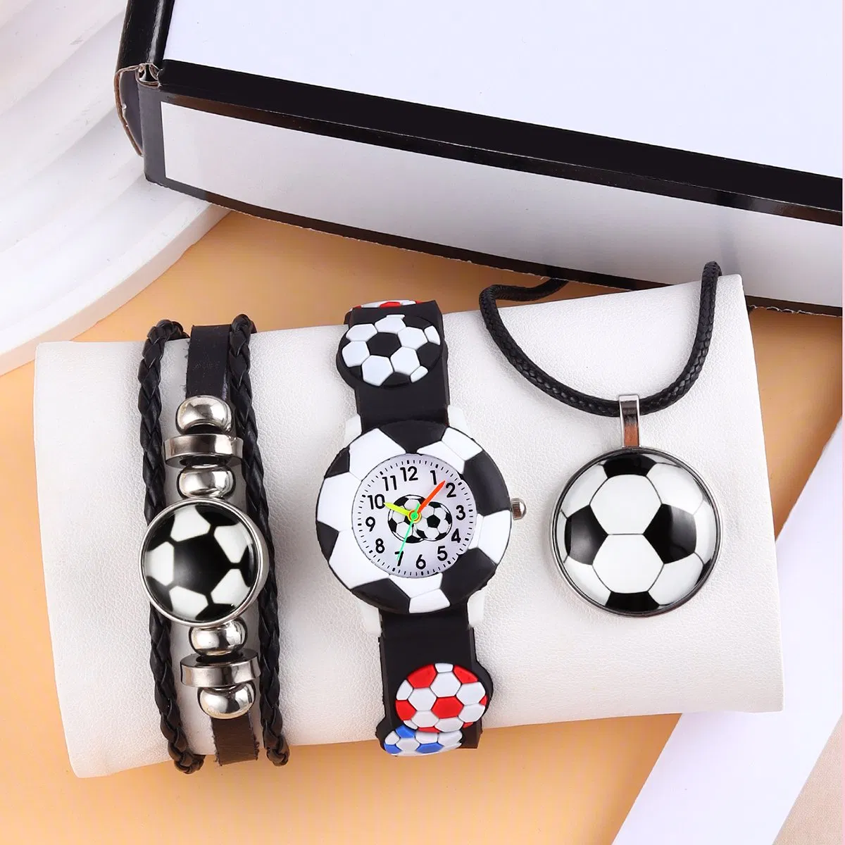 Children's Watch Set Football Watch Strap Black