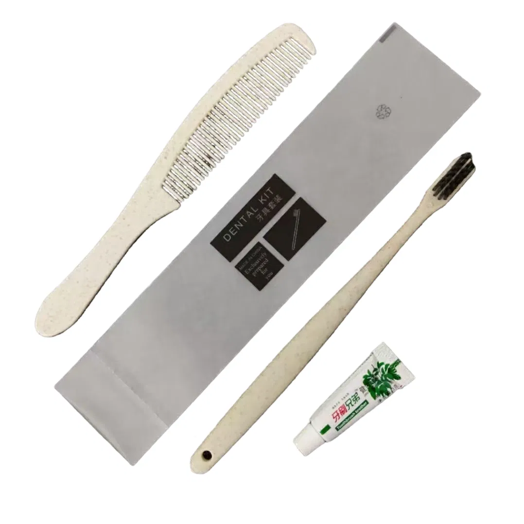 Toothbrush and Comb in Bag with Hotel Amenities for Guest Room