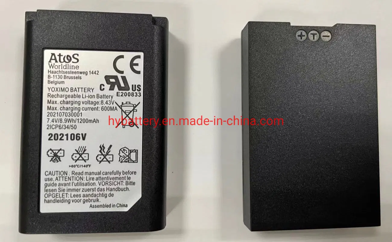 High Quality Yoximo 3034110103 Li-ion Rechargeable Li-Polymer Battery7.4V/8.5wh/1200mAh 2 Icp6/34/50 for World Line Handheld POS Battery