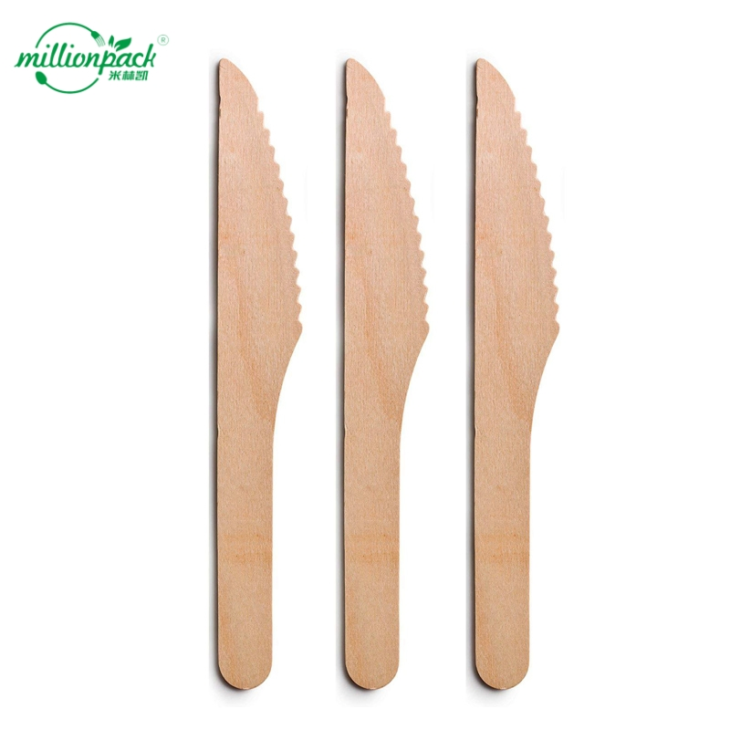 Versatile Wooden Handle Paper Knife with Greaseproof Layer for Snack Bars Picnic