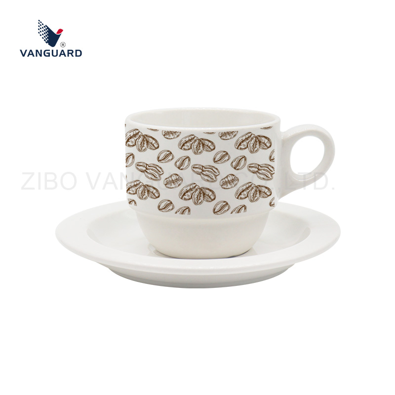 Керамическая чашка для кофе с блюдцем, белая