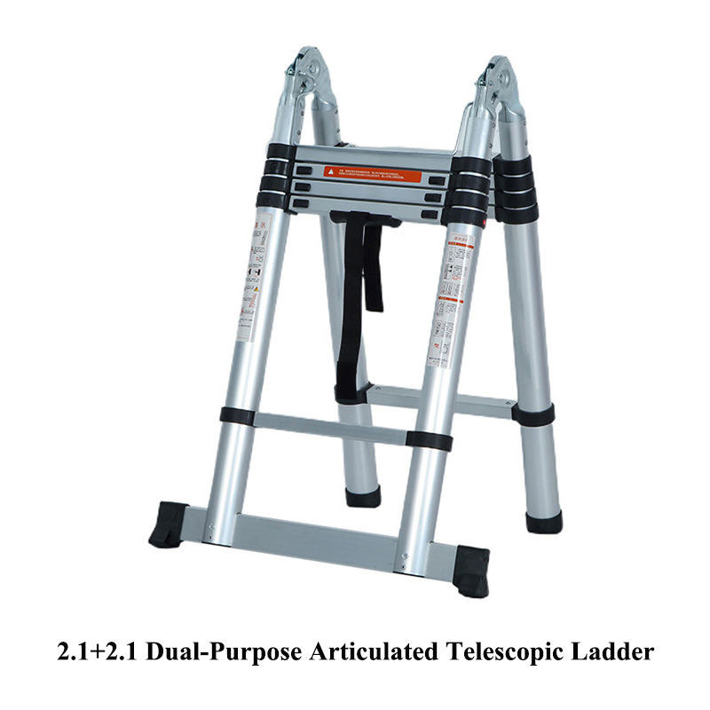 Work-Ready Telescopic Ladder with Handrail Portable Ladder