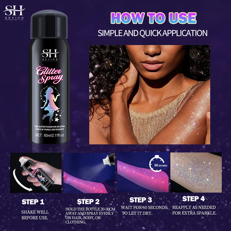 60ml Shimmer Loose Powder Shiny Glitter Spray